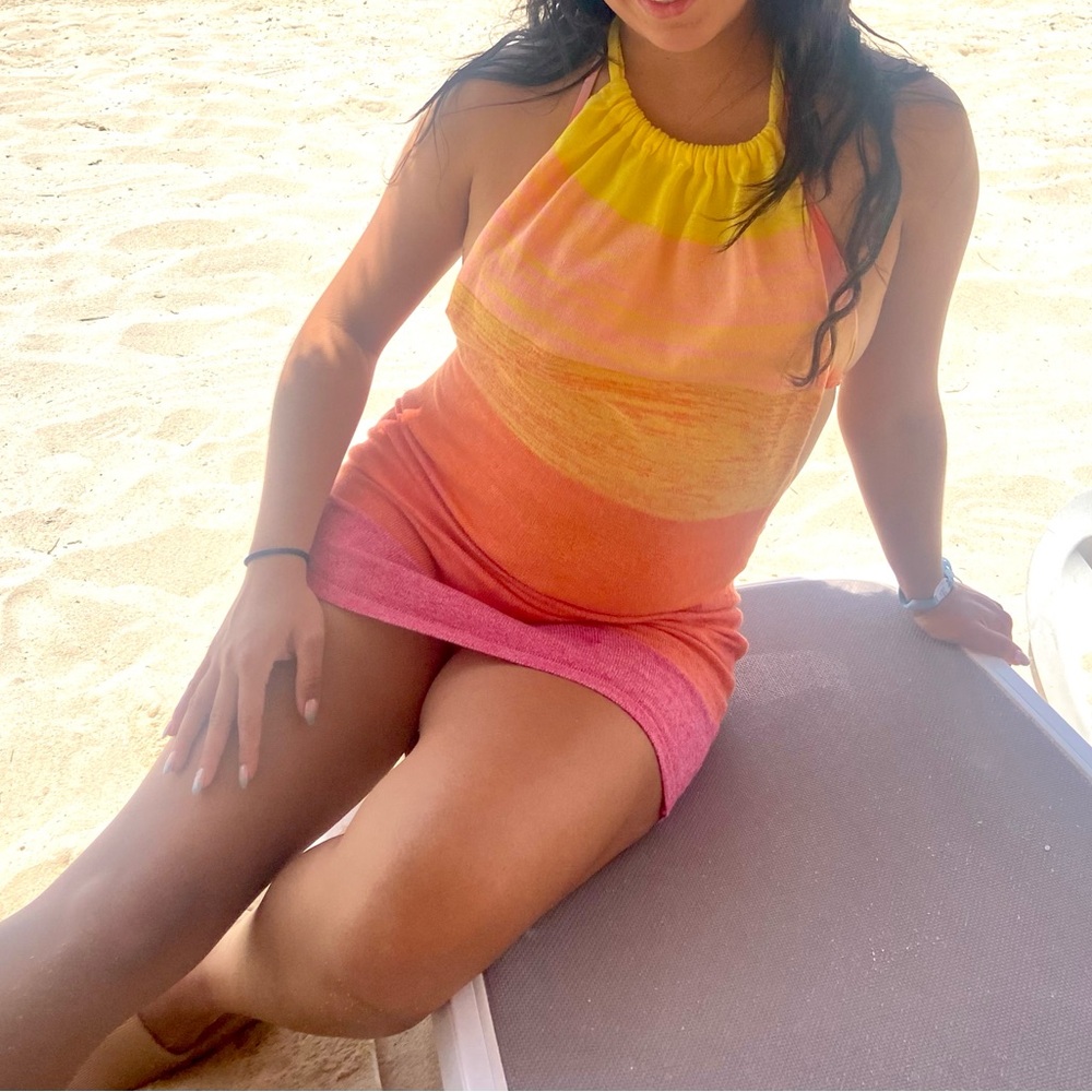 Halter Sunset Striped Dress